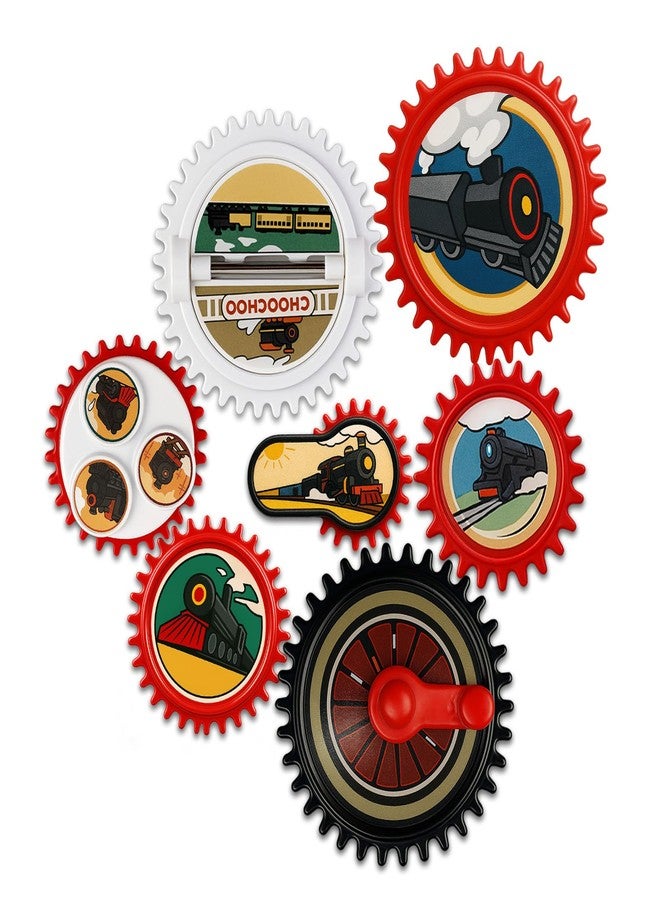 ROHSCE 7PCS Magnetic Gear Toy Set, Train-Themed Gear Toys for Toddlers 1-3, Educational STEM Gears Toys for Kids, Cute Fridge Magnets for Toddlers, Montessori Learning Toy Gift for Boys Girls - Image 1