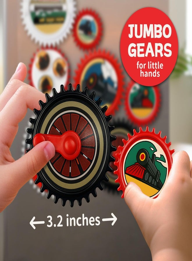 ROHSCE 7PCS Magnetic Gear Toy Set, Train-Themed Gear Toys for Toddlers 1-3, Educational STEM Gears Toys for Kids, Cute Fridge Magnets for Toddlers, Montessori Learning Toy Gift for Boys Girls - Image 3