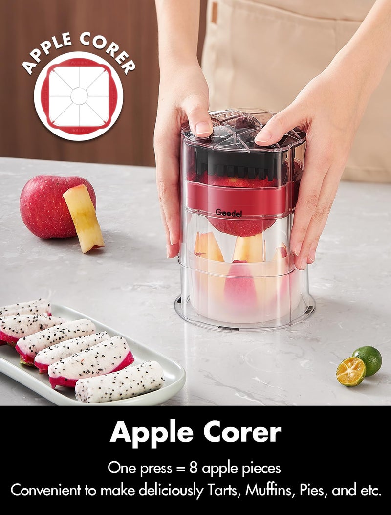 Geedel French Fry Cutter, Professional Home Style Onion Chopper, Vegetable Chopper Dicer Manual, Easy to Clean, Ultra Sharp Blades Thick-Strip Fry Cutter Apple Slicer and Corer, 3 Blades - Image 3