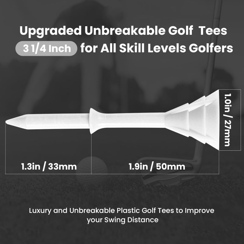 GKandi Golf Tees Plastic Tee 3 1/4 Inch 20 40 Pack Unbreakable Tee, Durable Stable Golf Tee Colors Available for Golfer Practice (Colorful, 20 Pcs) - Image 2
