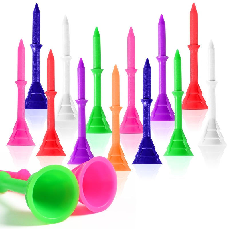 GKandi Golf Tees Plastic Tee 3 1/4 Inch 20 40 Pack Unbreakable Tee, Durable Stable Golf Tee Colors Available for Golfer Practice (Colorful, 20 Pcs) - Image 1