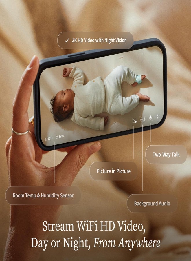 Owlet Dream Sight™ - Smart HD Video Baby Monitor with 2K Camera, Cry, Motion & Sound Alerts, Temp + Humidity Monitoring, Secure WiFi, 2-Way Talk, Compatible with Dream Sock - Image 2