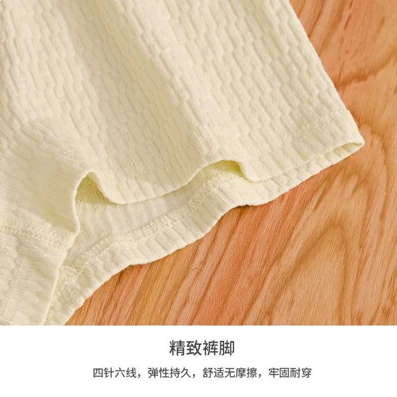 2023 New Fabric Bubble Cotton Men'S Boxer Briefs Plaid Solid Color Boxer Briefs Breathable Sweat-Absorbent Large Size Trend - Image 5