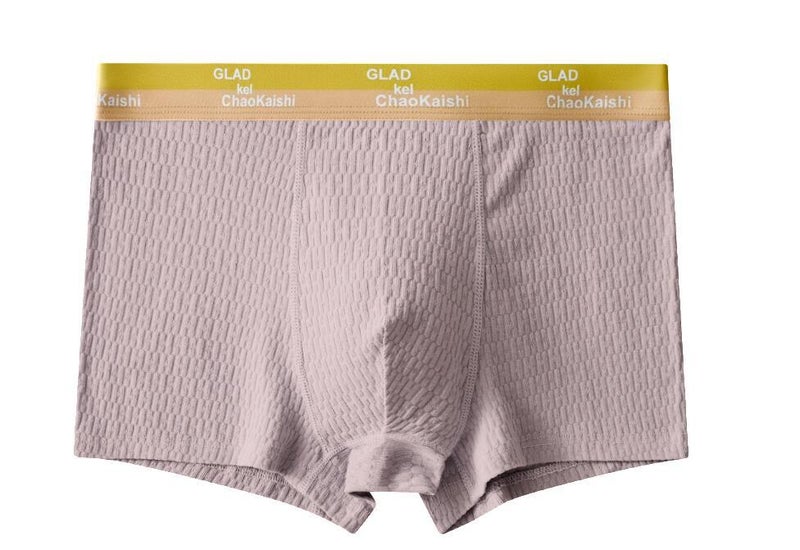 2023 New Fabric Bubble Cotton Men'S Boxer Briefs Plaid Solid Color Boxer Briefs Breathable Sweat-Absorbent Large Size Trend - Image 1