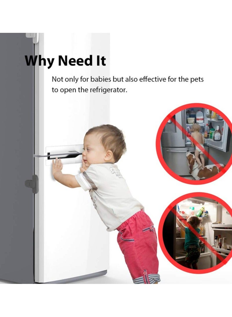 2 PCS Home Fridge Freezer Door Lock,  Latch Catch Toddler Kids Child Refrigerator Cabinet Locks Baby Safety Child Lock Easy to Install and Use 3M Adhesive no Tools Need or Drill (Grey) - Image 4