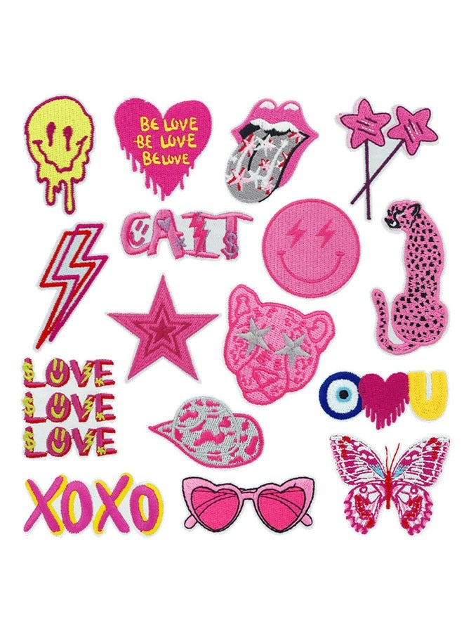 مويكسين الوردي Y2K الحديد على بقع Preppy Western Cowgirl خياطة على زين إصلاح بقع مطرزة أوائل 2000s الجمالية DIY الاكسسوارات الحرفية للنساء الفتيات الملابس حقيبة الظهر قبعة سترة الجينز 16 قطعة - Image 1