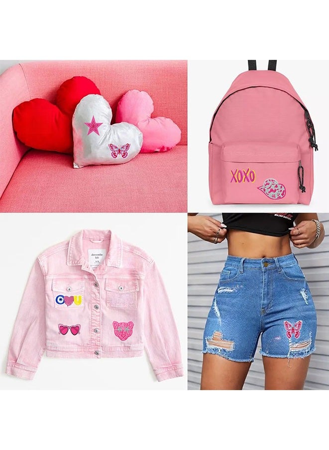 مويكسين الوردي Y2K الحديد على بقع Preppy Western Cowgirl خياطة على زين إصلاح بقع مطرزة أوائل 2000s الجمالية DIY الاكسسوارات الحرفية للنساء الفتيات الملابس حقيبة الظهر قبعة سترة الجينز 16 قطعة - Image 3