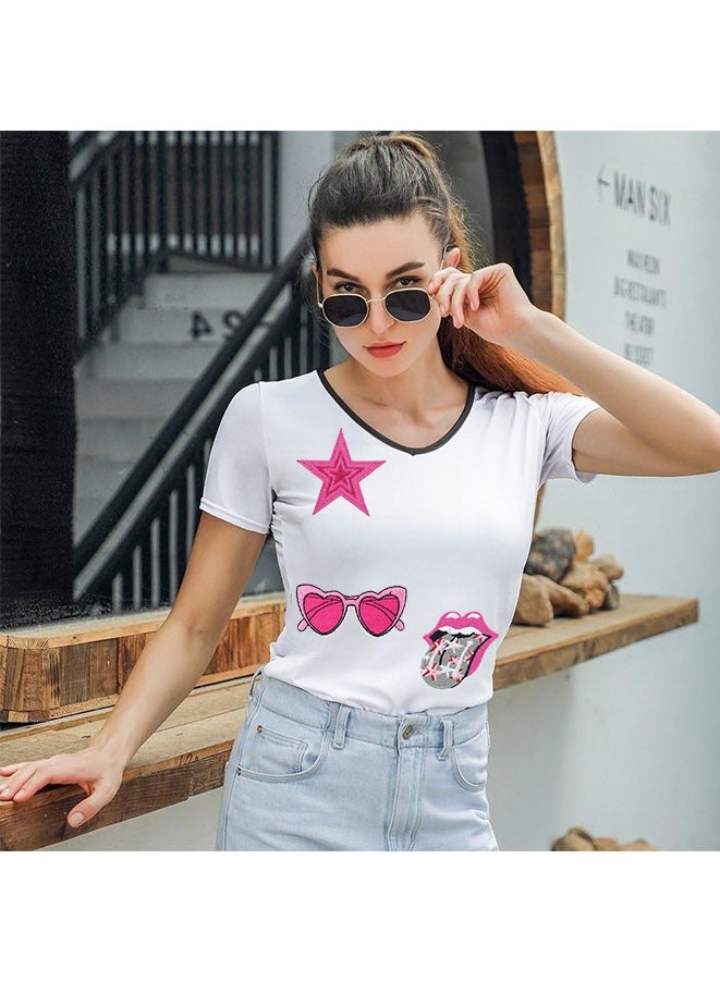 مويكسين الوردي Y2K الحديد على بقع Preppy Western Cowgirl خياطة على زين إصلاح بقع مطرزة أوائل 2000s الجمالية DIY الاكسسوارات الحرفية للنساء الفتيات الملابس حقيبة الظهر قبعة سترة الجينز 16 قطعة - Image 4