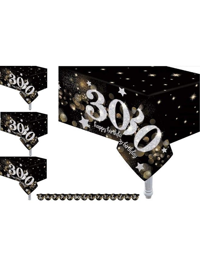 Oojami 4 Pack 30Th Birthday Table Cover 30Th Birthday Theme Tablecloth Party Supplies - Image 2