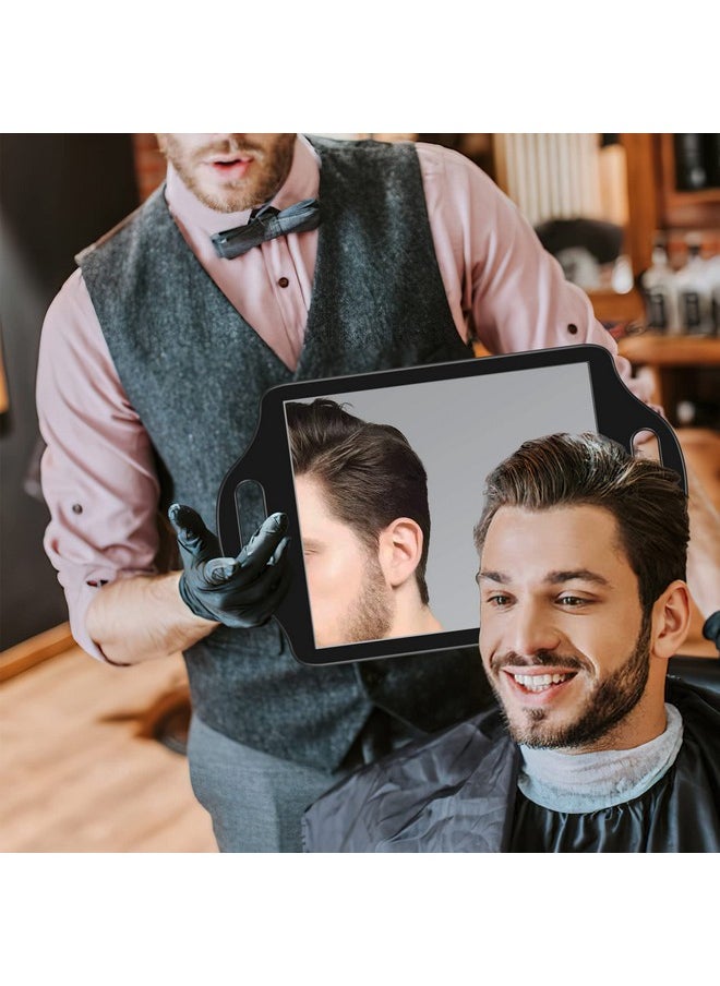 SNOWFLAKES SNOWFLAKES Snowflakes Large Hand Mirror With Handle Salon Mirrors For Hair Stylistrectangular Barber Handheld Mirror. (Black)  - Image 4