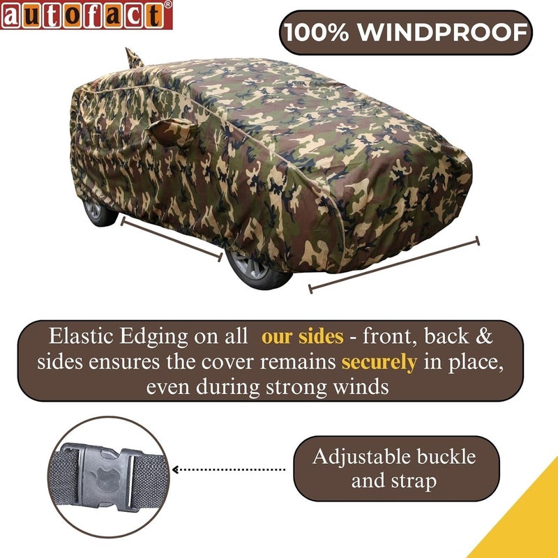 Autofact Waterproof Car Body Cover Compatible with Maruti Swift (2018 to 2023), with Mirror and Antenna Pockets,4x4 American Matty, Long Lasting Durable Material, Camouflage Army Look - Image 5