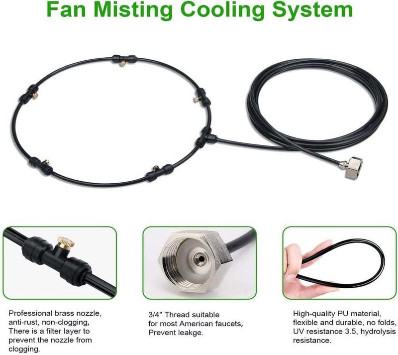 DIY Crafts 3 Pcs Head Mist Set, Included Pipe + Tap Connector + Accessory, Fan Misting Kit Convert Connects Fan Water Mister Coo (3 Pcs Head Mist Set, Included Pipe + Tap Connector + Accessory) - Image 5