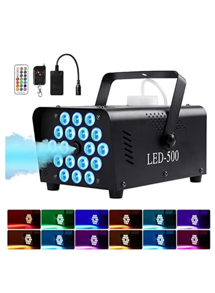 500W 2000CFM Fog Machine with 18 LED Lights 13 Colors 2 Wireless Remote Controls for Indoor Outdoor Parties Wedding DJ Stage Events - Image 1