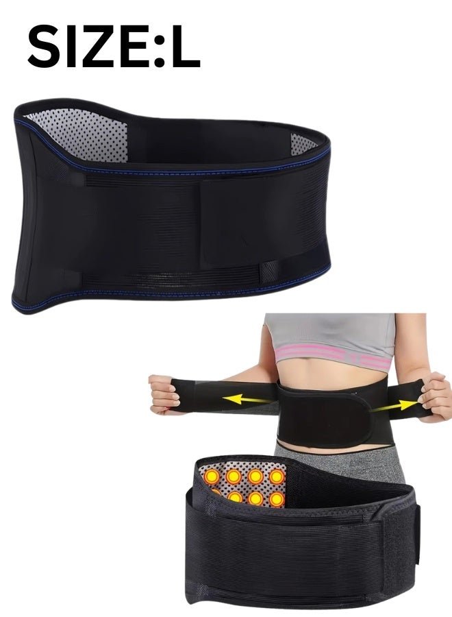Self-heating magnetic back and waist belt – Double magnetic self-heating belt (for abdomen and back) – High elasticity back support belt with strong support strips – Suitable for weightlifting, long office work, and for relieving menstrual pain – Complete protection for the waist and abdomen – Suitable for men and women (size L) - Image 1