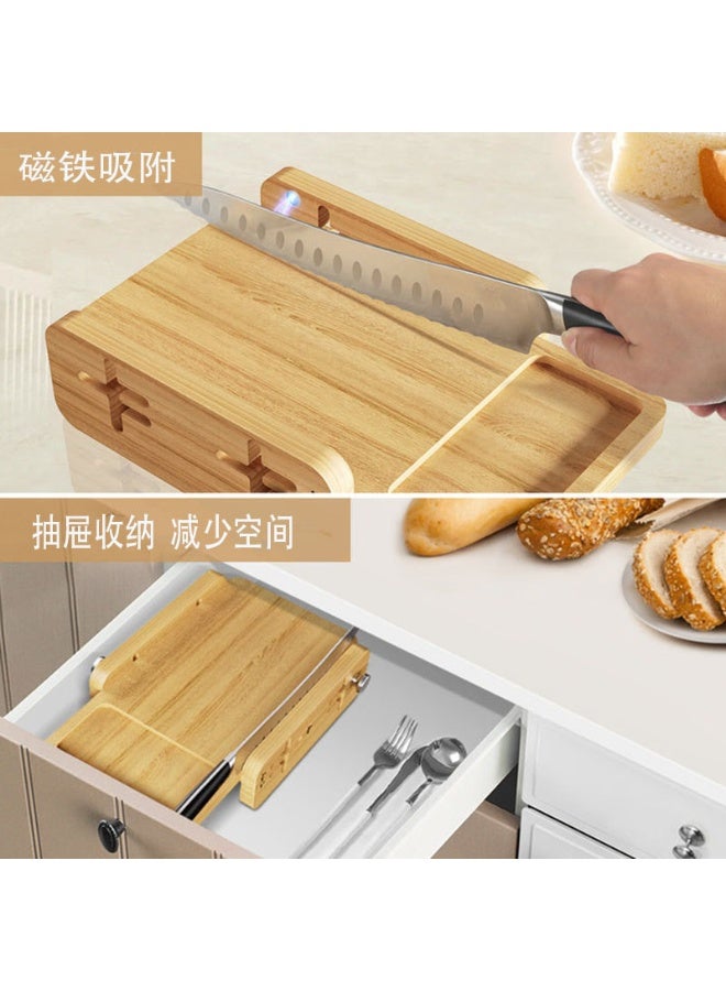 general Bread Slicer for Homemade Bread, World's 1st Horizontal Wooden Loaf Cutter with Crumb Tray, Adjustable 3 Slice Thickness, Perfect for Sourdough, Cakes, Toast, and Bagels(without knife) - Image 4