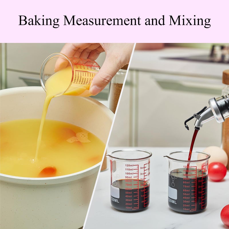 Ackers BORO3.3 High Borosilicate Glass Measuring Cup-V-Shaped Spout,120ml(4OZ) Glass Measuring Beaker for Kitchen or Restaurant, Easy to Read(Pack of 2) - Image 4
