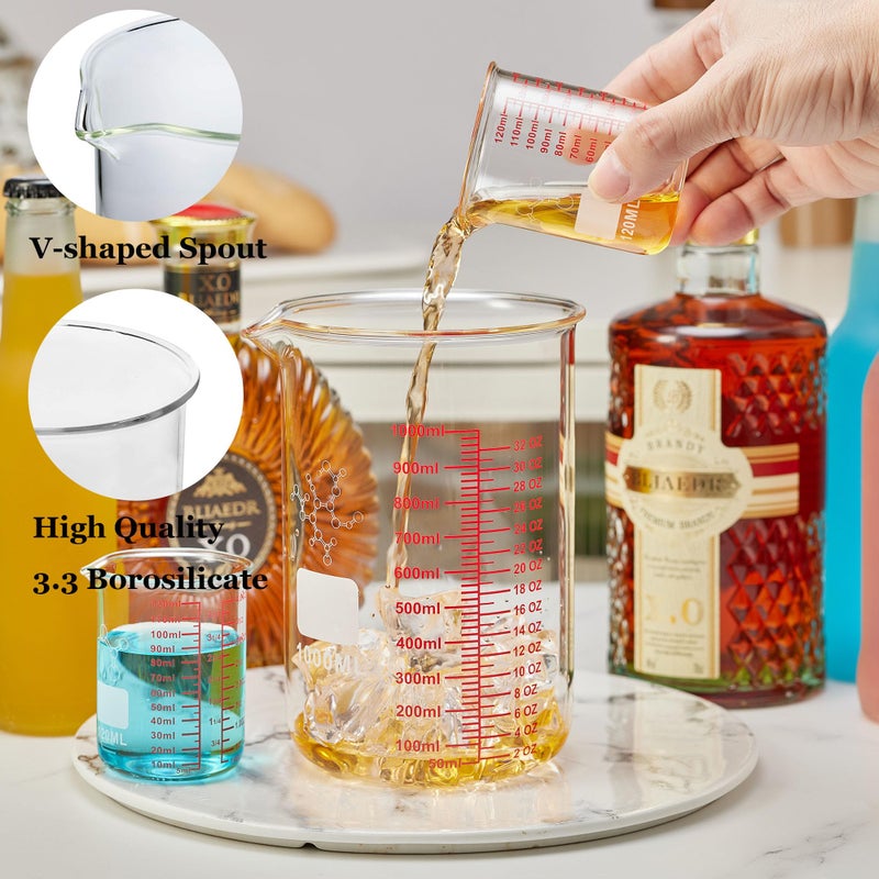Ackers BORO3.3 High Borosilicate Glass Measuring Cup-V-Shaped Spout,120ml(4OZ) Glass Measuring Beaker for Kitchen or Restaurant, Easy to Read(Pack of 2) - Image 2