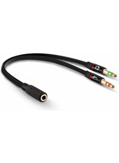 Angel Of Life Powermaster PM-1444 3.5mm Stereo Female x 2 Stereo Male Headphone Microphone Speaker Splitter 20cm Cable 