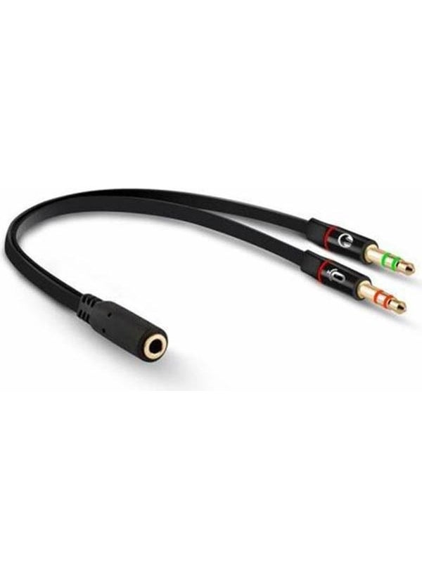Angel Of Life Powermaster PM-1444 3.5mm Stereo Female x 2 Stereo Male Headphone Microphone Speaker Splitter 20cm Cable 