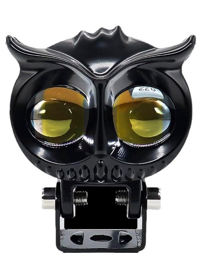 Generic - Owl LED Lens Motorcycle Fog Light, Dual Beam Projector, 12V DC, Yellow & White Light, Waterproof, Universal Fit (1 Unit) - Image 1