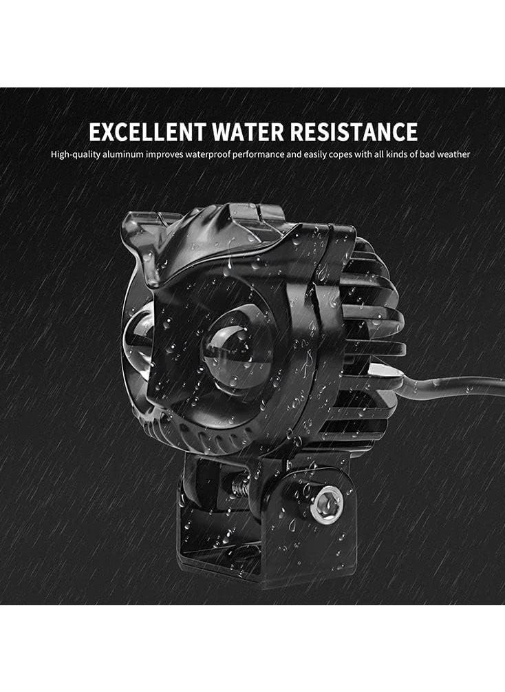 Generic - Owl LED Lens Motorcycle Fog Light, Dual Beam Projector, 12V DC, Yellow & White Light, Waterproof, Universal Fit (1 Unit) - Image 1