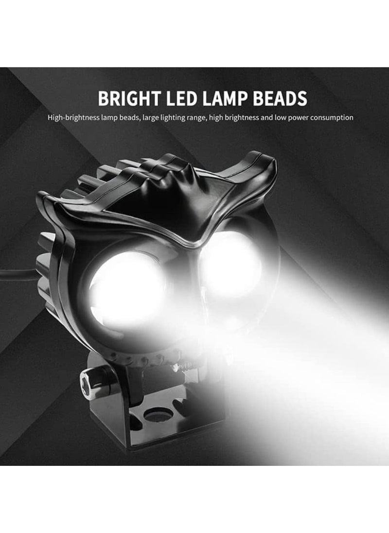 Generic - Owl LED Lens Motorcycle Fog Light, Dual Beam Projector, 12V DC, Yellow & White Light, Waterproof, Universal Fit (1 Unit) - Image 1