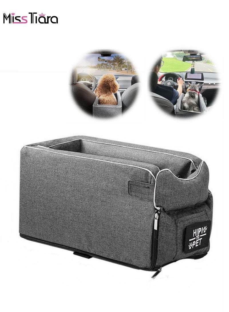 MissTiara Center Console Dogs and Cats Car Seat with Fixed Velcro and Straps, Fits Car, Home, Travel .Detachable and Washable Booster Seat for Small Pets - Image 1