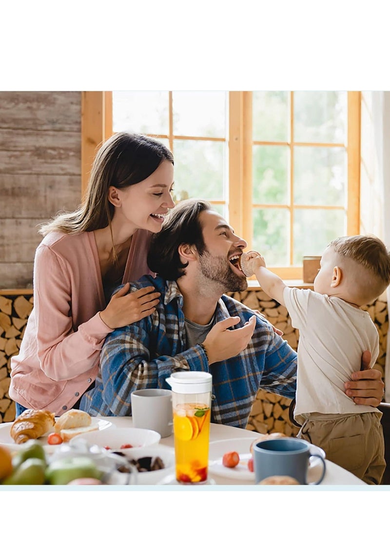 Y&D Plastic Fruit Infuser Water Pitcher with Removable Lid, 2Pcs Pitcher, Airtight for Fridge Door,Homemade Iced Coffee and Lemonade 1.1L/38Oz, White/Green - Image 3