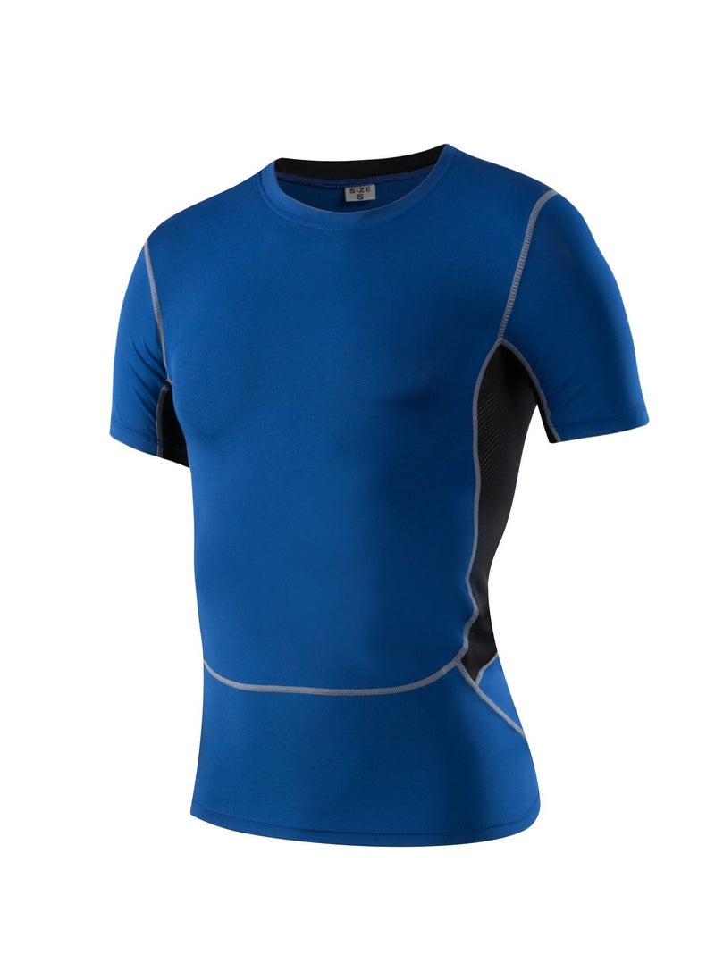 Loquat Men Quick Dry Breathable Elastic T-Shirt Blue  - Image 1