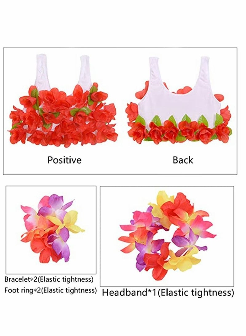 Y&D Hula Skirt, Hawaiian Hula, SYOSI Seagrass Dance Adult for Beach Tropical Party Elastic Outfits with Flower, 8 Pack - Image 2