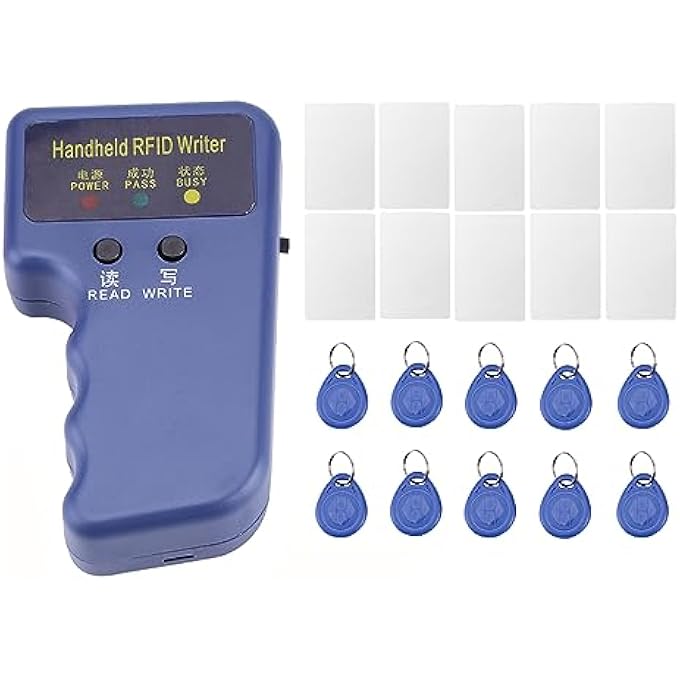rayihni 125KHZ RFID READER WRITER HANDHELD HID RFID COPIER RFID DUPLICATOR FOR 125KHZ ID AND HID CARDS KEY FOBS +10PCS T5577 KEY FOB TAGS + 10PCS T5577 RFID CARDS - Image 1