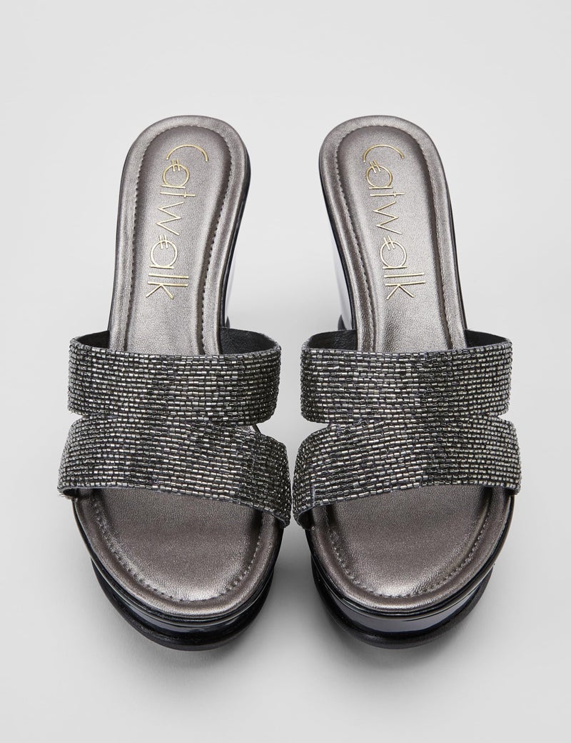 Catwalk Women Stylised Open Back Wedges | For Women & Girls (BLACK,7 UK) - Image 4