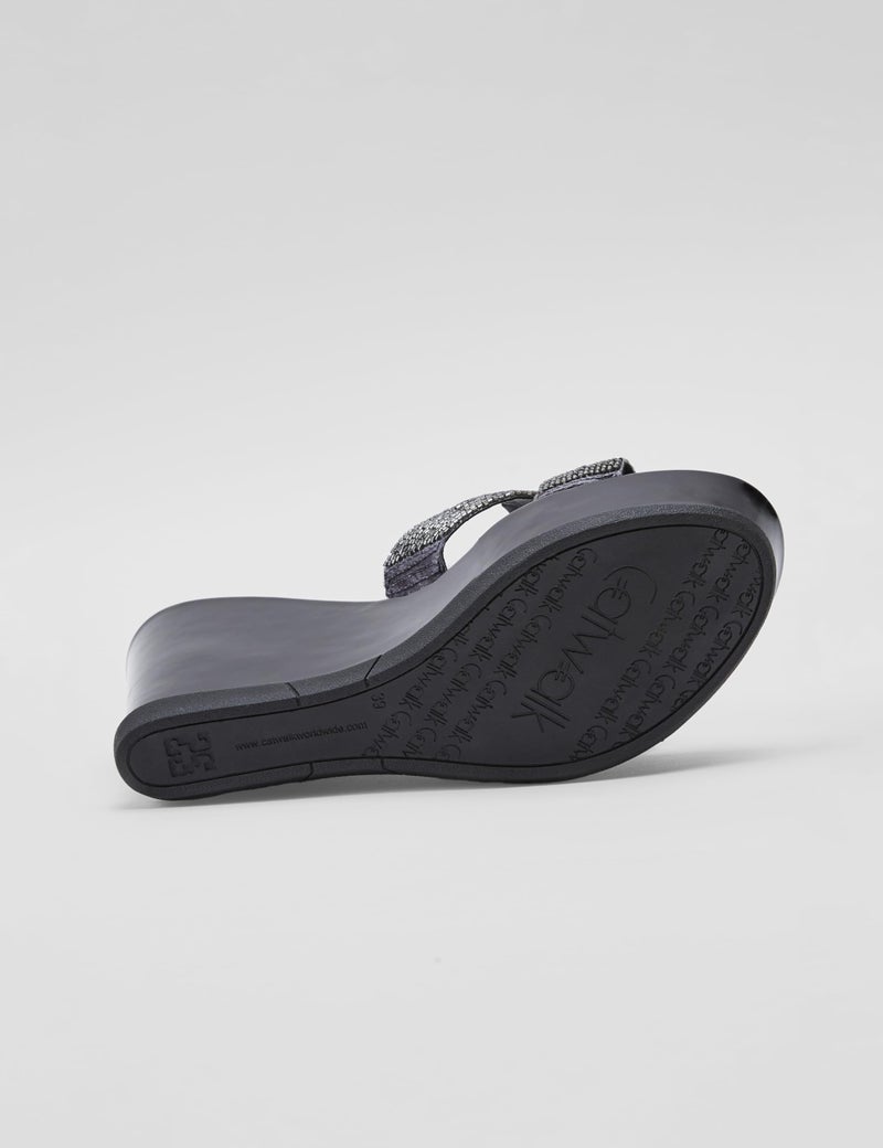 Catwalk Women Stylised Open Back Wedges | For Women & Girls (BLACK,7 UK) - Image 3