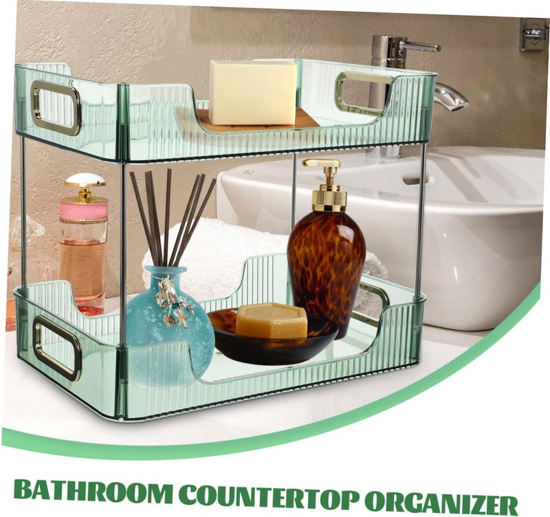 Storage Rack for Kitchen Bathroom Countertop Vanity Organizer Double Spice Organizer Pet Stainless Steel Grey - Image 3