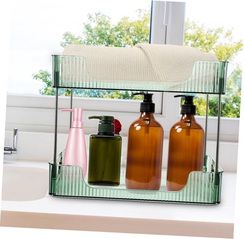 Storage Rack for Kitchen Bathroom Countertop Vanity Organizer Double Spice Organizer Pet Stainless Steel Grey - Image 4