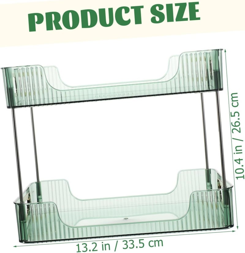Storage Rack for Kitchen Bathroom Countertop Vanity Organizer Double Spice Organizer Pet Stainless Steel Grey - Image 2