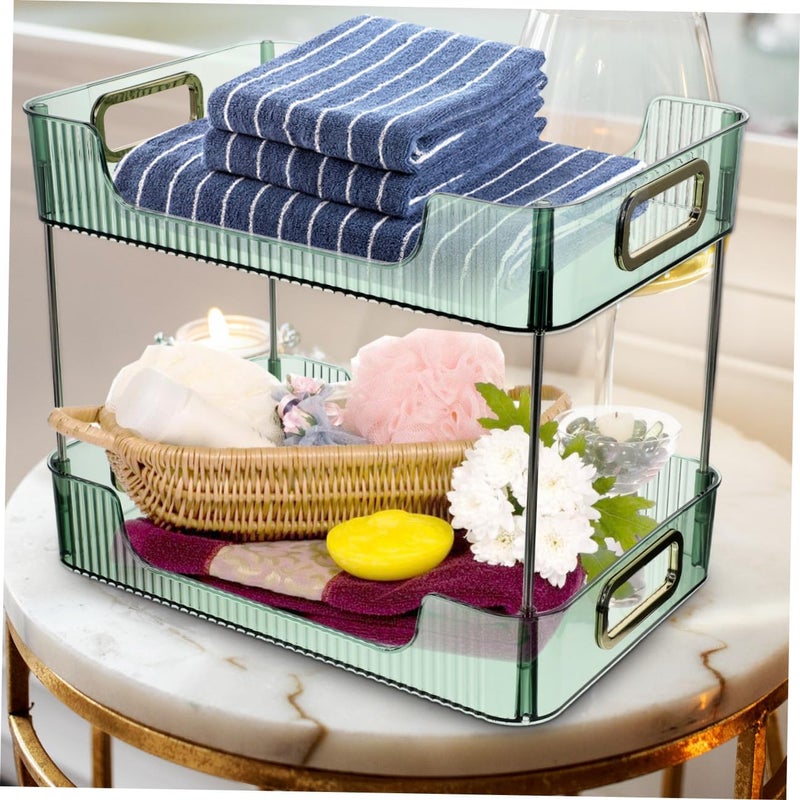 Storage Rack for Kitchen Bathroom Countertop Vanity Organizer Double Spice Organizer Pet Stainless Steel Grey - Image 5
