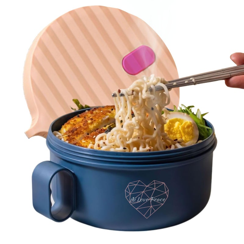 AI LOVE PEACE Ramen Bowl 40 oz Microwaveable Noodle Cooker for Ramen Pho Soup and Pasta Dishwasher Safe and Portable Ideal for Home Office Dorm or Gift Pink