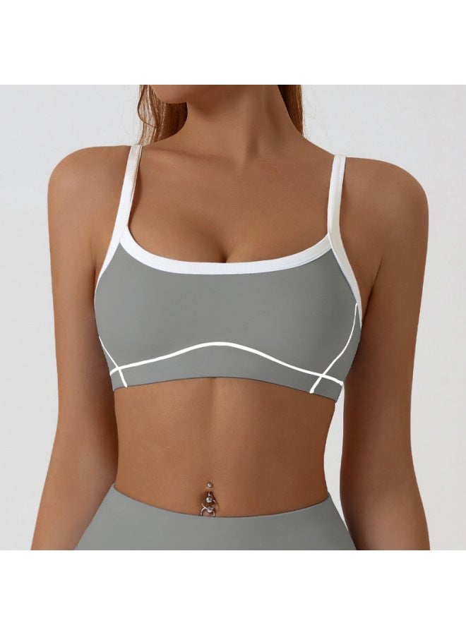 European And American New Naked Sense Detachable Tight Sports Underwear Women's Contrast Color Sling Yoga Beauty Back Fitness Sports Vest