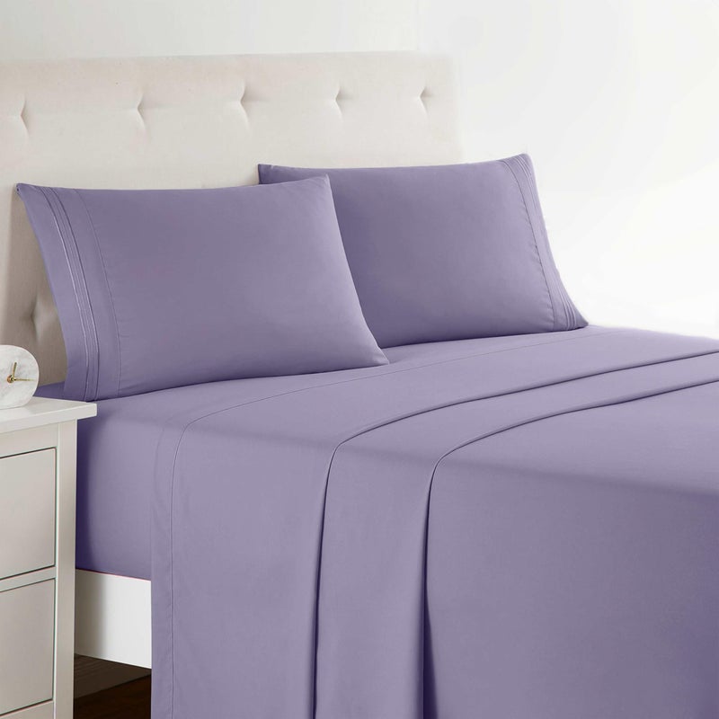 Clara Clark Bed Sheets, Premier 1800 Series 4 Piece Bed Sheet Set, Deep Pocket, Wrinkle, Fade, Stain Resistant, Luxury Soft Bedding Sheets & Pillowcases, Full, Lavender - Image 1