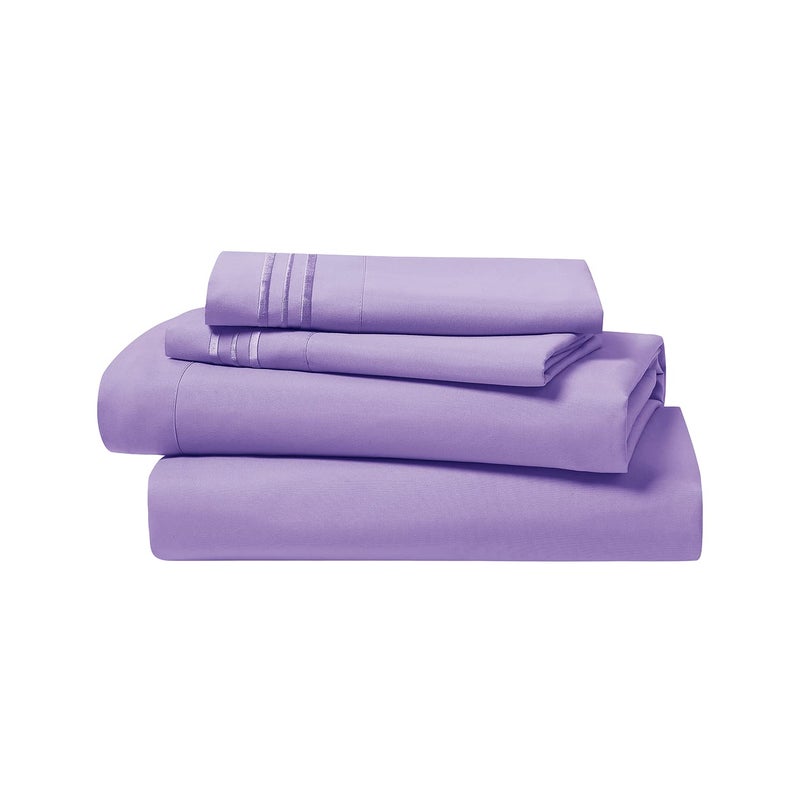 Clara Clark Bed Sheets, Premier 1800 Series 4 Piece Bed Sheet Set, Deep Pocket, Wrinkle, Fade, Stain Resistant, Luxury Soft Bedding Sheets & Pillowcases, Full, Lavender - Image 5