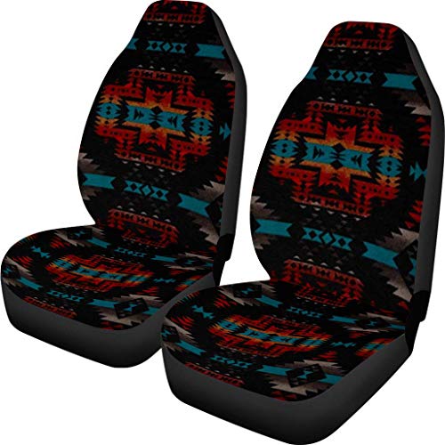 Dreaweet Navajo Print Car Seat Covers for Men Women Southwest Pattern Front Seat Protector Cover Full Set of 2pc Universal Size for Car, Truck or SUVs - Image 1