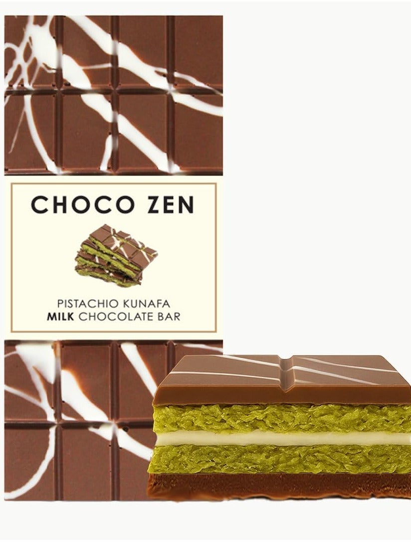 Choco Zen Premium Pistachio Kunafa Milk Chocolate Bar 100g