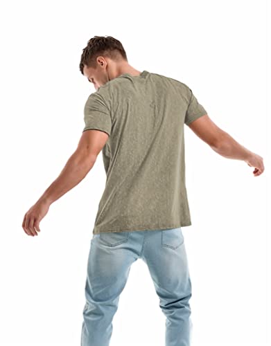 KLIEGOU Men's T-Shirts - Elasticity Cotton Crew Neck Tees 2166 ArmyGreen L - Image 4