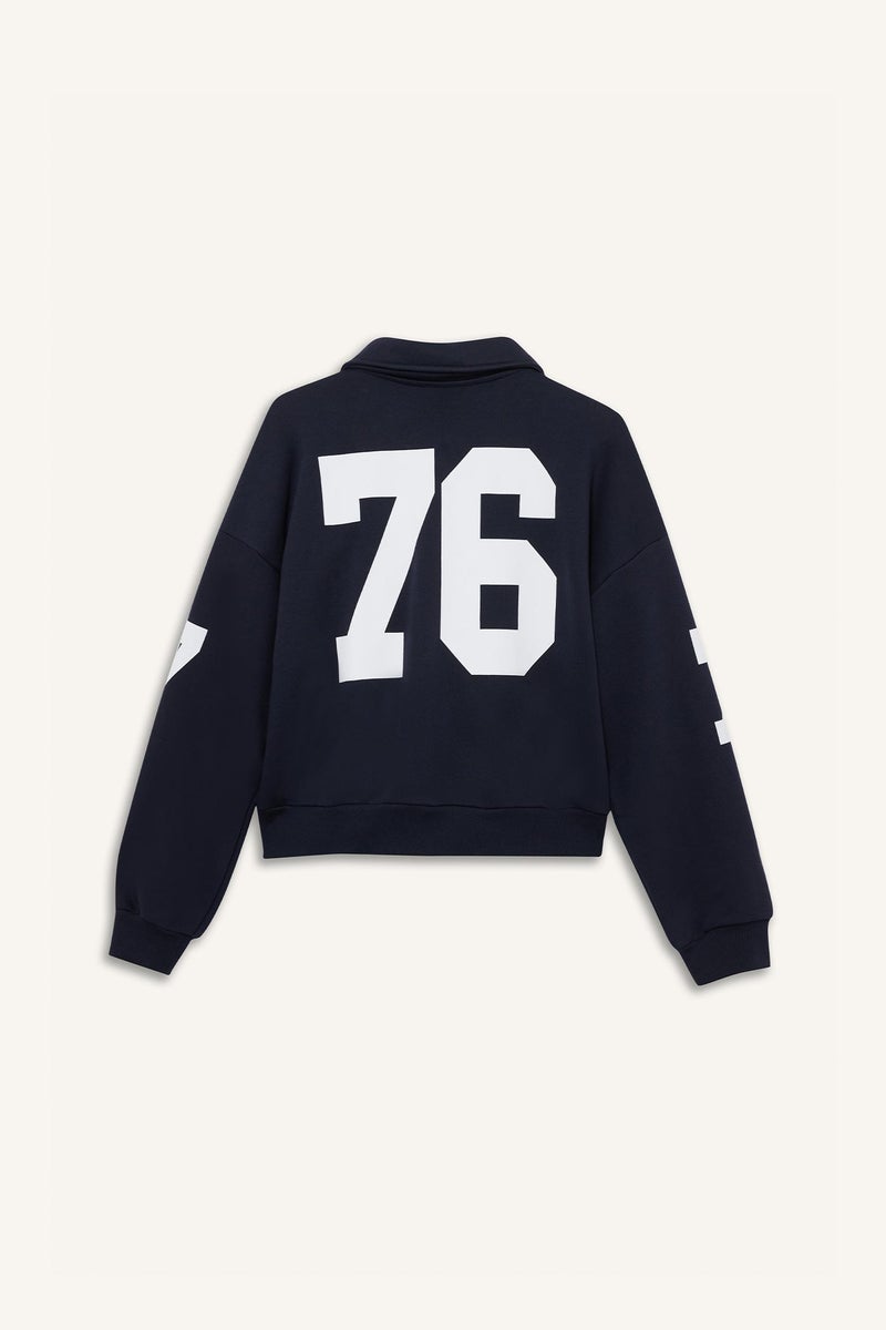 DeFacto Blue Woman Polo Collar Printed Bomber Jacket Casual - Image 5