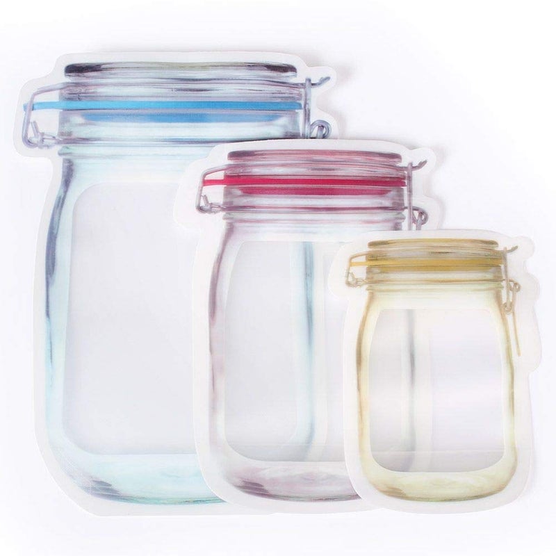 JRT JRT Jar Bottle Shaped Pack of 3 300 ml Stand up Pouch Jar Zipper Bags Seal Fresh Food Storage Bag for Cookies Candy Nuts PVC Ziplock  - Image 2