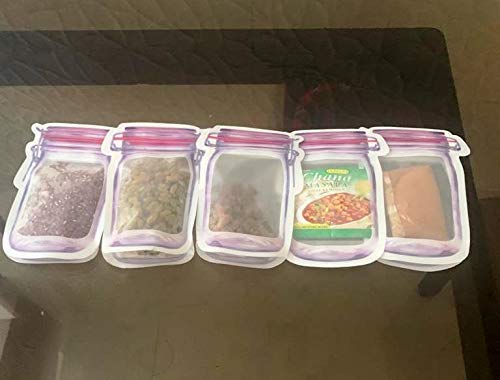 JRT JRT Jar Bottle Shaped Pack of 3 300 ml Stand up Pouch Jar Zipper Bags Seal Fresh Food Storage Bag for Cookies Candy Nuts PVC Ziplock  - Image 5