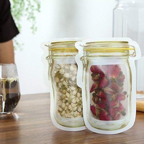 JRT JRT Jar Bottle Shaped Pack of 3 300 ml Stand up Pouch Jar Zipper Bags Seal Fresh Food Storage Bag for Cookies Candy Nuts PVC Ziplock  - Image 4