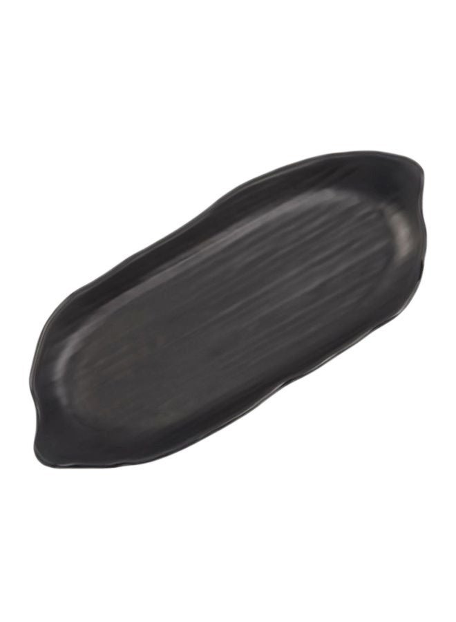 هابي هوم طبق تقديم من الميلامين مستطيل طويل لتقديم السوشي، المقبلات، الأجبان، الحلويات على الطراز الياباني الكلاسيكي 29 سم (أسود - ضد الكسر) - Image 2