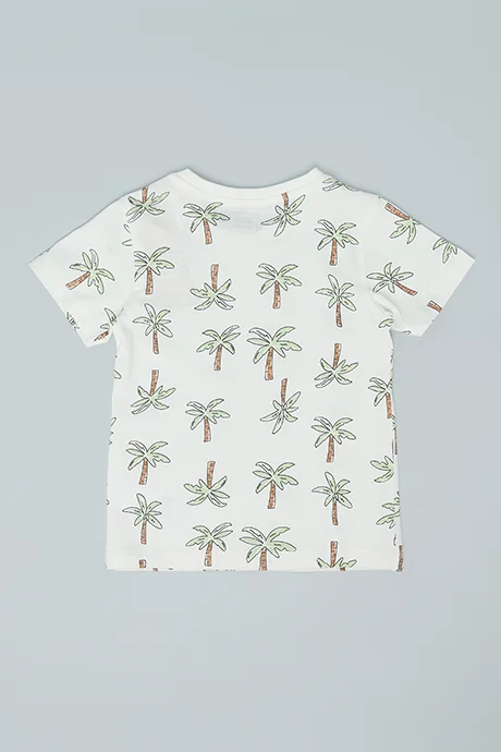 أر أند بي Printed T-Shirt with Crew Neck and Short Sleeves